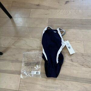 The Finals Youth Girls Splice Super V-Back 1pc Swimsuit Navy White - Size 26